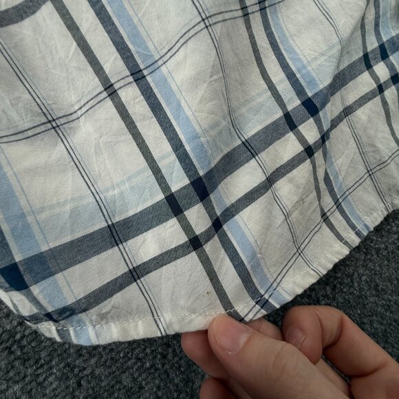 Quiksilver Quicksilver Button Up Men Short Sleeve Blue Plaid Large Cotton Blend - Picture 11 of 16